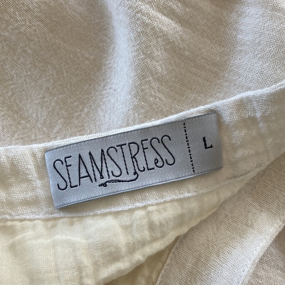 White Cotton Gauze Sleeveless Dress - Picture 6 of 6